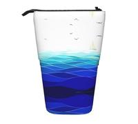 Kfjghhl Ocean Waves Sailboat with Birds Maritime Pencil Case Girl Large Lightweight Holder Students Adults Boy Presents Kid Stand Up Pencil