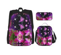 Kfjghhl Pink Flower Background Pencil Case Backpack Lunch Bag Boys Girls School Bookbag Set College Laptop Student Summer