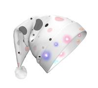 Kfjghhl Pink Gray White Modern Polka Dot Pattern Led Christmas Hats Adult Festive Christmas Xmas Felt Santa Headband Fancy Dress Accessory