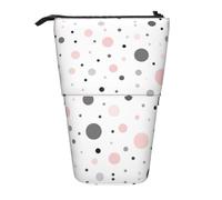 Kfjghhl Pink Gray White Modern Polka Dot Pattern Pencil Case Girl Large Lightweight Holder Students Adults Boy Presents Kid Stand Up Pencil