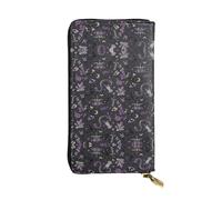 Kfjghhl Purple Black Goth Spooky Women's Wallet Large Capacity Ladies Card Phone Holder RFID Blocking Wristlet Leather Her