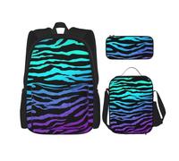 Kfjghhl Purple Blue Green Camouflage Zebra Stripes Pencil Case Backpack Lunch Bag Boys Girls School Bookbag Set College Laptop Student Summer