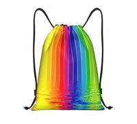 Kfjghhl Rainbow Striped Drawstring Backpack Bag Sport Sackpack Bulk Cinch Gym Bag Women Men Children Outdoor Sport