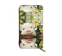 Kfjghhl Rape Flower Pig Women's Wallet Large Capacity Ladies Card Phone Holder RFID Blocking Wristlet Leather Her