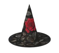 Kfjghhl Red Rose And Black Leaves Halloween Hat Wicked Costumes Adult Unisex Headband Fancy Dress Accessory Christmas Party,Cosplay Magician Costume Outfit Halloween