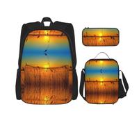 Kfjghhl Reeds By The River Pencil Case Backpack Lunch Bag Boys Girls School Bookbag Set College Laptop Student Summer