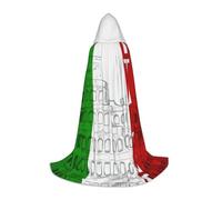 Kfjghhl Roman Colosseum Italian Flag Long Hooded Cloak Teenagers Child Cape Witch Costume Halloween Costume Women Men 35-55inch