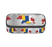 Kfjghhl Romania Position Flag Map Pencil Case Large Girls Boys Cute Pencil Case Secondary Big Capacity Zipper Compartments