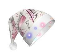 Kfjghhl Romantic Paris Butterfly Led Christmas Hats Adult Festive Christmas Xmas Felt Santa Headband Fancy Dress Accessory