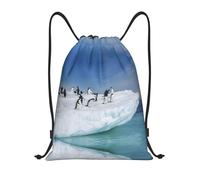 Kfjghhl Snow Mountain Penguin Drawstring Backpack Bag Sport Sackpack Bulk Cinch Gym Bag Women Men Children Outdoor Sport