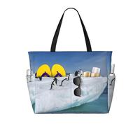 Kfjghhl Snow Mountain Penguin Large Capacity Beach Travel Bag Tote Bag Women Pockets Laptop Purse Handbag Work Adult Gym