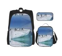 Kfjghhl Snow Mountain Penguin Pencil Case Backpack Lunch Bag Boys Girls School Bookbag Set College Laptop Student Summer