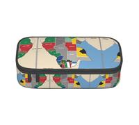 Kfjghhl South Sudan Composition Map Pencil Case Large Girls Boys Cute Pencil Case Secondary Big Capacity Zipper Compartments