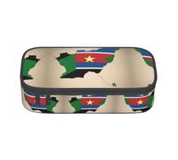 Kfjghhl South Sudan Flag Map with Yellow Star Pencil Case Large Girls Boys Cute Pencil Case Secondary Big Capacity Zipper Compartments