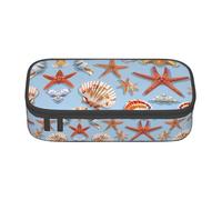 Kfjghhl Starfish and Seashell Pattern Pencil Case Large Girls Boys Cute Pencil Case Secondary Big Capacity Zipper Compartments
