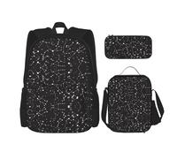 Kfjghhl Starry Divination Constellation Pencil Case Backpack Lunch Bag Boys Girls School Bookbag Set College Laptop Student Summer