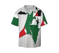 Kfjghhl State of Palestine Flag Map02 Mens Casual Short Sleeve Polo Cuban Classic Tops Shirt State of Palestine Flag Map02 Hawaiian Shirt Summer Beach Holiday Black