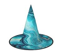 Kfjghhl Stone Blue Gold Marble Halloween Hat Wicked Costumes Adult Unisex Headband Fancy Dress Accessory Christmas Party,Cosplay Magician Costume Outfit Halloween