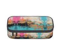 Kfjghhl Striped Abstract Colorful Pencil Case Large Girls Boys Cute Pencil Case Secondary Big Capacity Zipper Compartments
