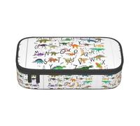 Kfjghhl Stylish Learning Alphabets with Dinosaurs Pencil Case Large Girls Boys Cute Pencil Case Secondary Big Capacity Zipper Compartments