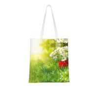 Kfjghhl Summer Floral Flowers Daisies Canvas Totes Strong Student Shoulder Handle Bag Lightweight Back To School Season Teacher