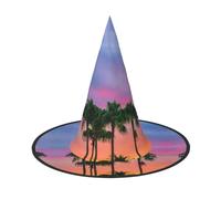 Kfjghhl Sunset Colorful Clouds Palm Tree Halloween Hat Wicked Costumes Adult Unisex Headband Fancy Dress Accessory Christmas Party,Cosplay Magician Costume Outfit Halloween