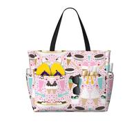 Kfjghhl Sweet Ice Cream Large Capacity Beach Travel Bag Tote Bag Women Pockets Laptop Purse Handbag Work Adult Gym