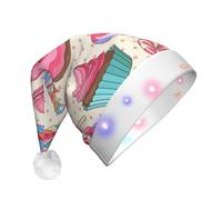 Kfjghhl Sweet Lollipop Cupcake Led Christmas Hats Adult Festive Christmas Xmas Felt Santa Headband Fancy Dress Accessory