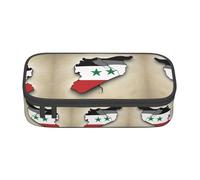 Kfjghhl Syrian Arab Republic Flag Map02 Pencil Case Large Girls Boys Cute Pencil Case Secondary Big Capacity Zipper Compartments