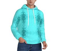 Kfjghhl Teal Blue Mens Hoodie Pullover Fleece Hooded Long Pull Over Sleeve Sweatshirt Valentine Favors Gift
