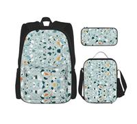 Kfjghhl Terrazzo Marble Pastel Pencil Case Backpack Lunch Bag Boys Girls School Bookbag Set College Laptop Student Summer