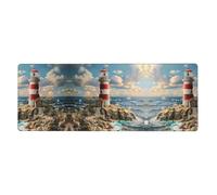 Kfjghhl The Seaside Lighthouse Mouse Mat Large Mouse Pad 80x30x0.3cm Mousepad Desk Mat Gaming Mouse Rubber Base Table Pad