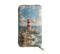 Kfjghhl The Seaside Lighthouse Women's Wallet Large Capacity Ladies Card Phone Holder RFID Blocking Wristlet Leather Her