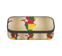 Kfjghhl Togo Flag Map with A White Star Pencil Case Large Girls Boys Cute Pencil Case Secondary Big Capacity Zipper Compartments