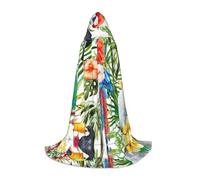 Kfjghhl Toucans Parrot Palm Tree Leaves Long Hooded Cloak Teenagers Child Cape Witch Costume Halloween Costume Women Men 35-55inch