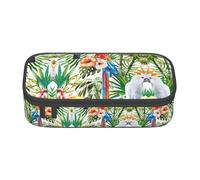 Kfjghhl Toucans Parrot Palm Tree Leaves Pencil Case Large Girls Boys Cute Pencil Case Secondary Big Capacity Zipper Compartments