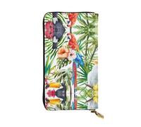 Kfjghhl Toucans Parrot Palm Tree Leaves Women's Wallet Large Capacity Ladies Card Phone Holder RFID Blocking Wristlet Leather Her