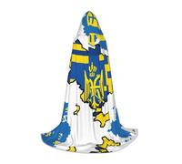 Kfjghhl Ukraine Flag Map 01 Long Hooded Cloak Teenagers Child Cape Witch Costume Halloween Costume Women Men 35-55inch
