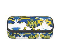 Kfjghhl Ukraine Flag Map 01 Pencil Case Large Girls Boys Cute Pencil Case Secondary Big Capacity Zipper Compartments