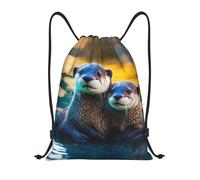 Kfjghhl Unisex Drawstring Gym Animal Cute Brown Otters Bags Kids Pe Swim School Bag Beach Holidays Shopping Yoga Makeup Bag