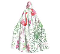 Kfjghhl Unisex Floral Flamingo Botany Hooded Cloak Cape Costume Party Halloween Cosplay Adult Hoodies Robe Christmas 58"