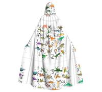 Kfjghhl Unisex Stylish Learning Alphabets With Dinosaurs Hooded Cloak Cape Costume Party Halloween Cosplay Adult Hoodies Robe Christmas 58"