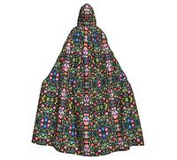 Kfjghhl Unisex Sugar Horror Skull And Flowers Hooded Cloak Cape Costume Party Halloween Cosplay Adult Hoodies Robe Christmas 58"