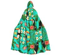 Kfjghhl Unisextropical Birds And Plant Leaf Hooded Cloak Cape Halloween Cosplay Costumes Knight Goth'S Strange Clothes Robe