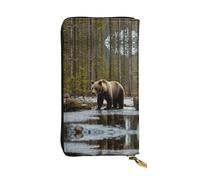 Kfjghhl White Bear Brown Bear Women's Wallet Large Capacity Ladies Card Phone Holder RFID Blocking Wristlet Leather Her