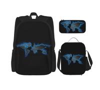 Kfjghhl World Map Pencil Case Backpack Lunch Bag Boys Girls School Bookbag Set College Laptop Student Summer