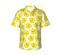 Kfjghhl Yellow Chicken Mens Hawaiian Shirt Short Sleeve Summer Shirts Casual Aloha Fancy Dress Summer Beach Party