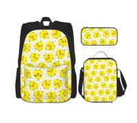 Kfjghhl Yellow Chicken Pencil Case Backpack Lunch Bag Boys Girls School Bookbag Set College Laptop Student Summer