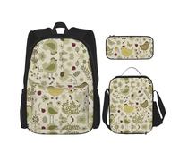 Kfjghhl Yellow Leaves Chicken Pencil Case Backpack Lunch Bag Boys Girls School Bookbag Set College Laptop Student Summer
