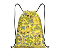 Kfjghhl Yellow Lemon And Bee Drawstring Backpack Bag Sport Sackpack Bulk Cinch Gym Bag Women Men Children Outdoor Sport